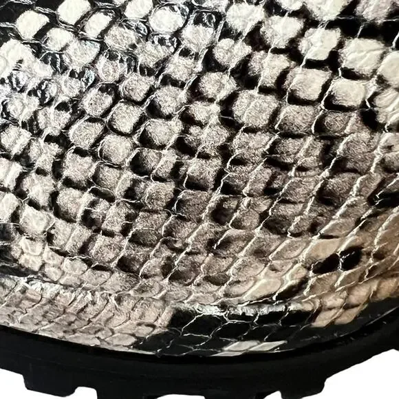 AllSaints Michela Leather Snake Print Peep Toe Heeled Shoes Booties Size 40 EU - Picture 11 of 16